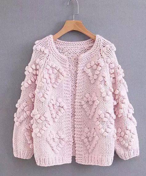 Oatmeal chunky heart cardi | bellybasketfantastic Pom Pom Sweater, Yarn Balls, Soft Heart, Lavender Pink, Pink Ivory, Chunky Cardigan, Cozy Cardigan, Yarn Ball, Fall Sweaters