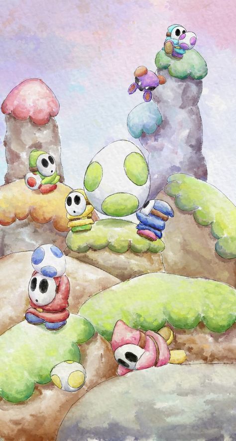 Shy Guy Wallpaper Iphone, Shy Guy Painting, Shy Guy Mario Fanart, Shyguy Mario Art, Shy Guy Fanart, Shy Guy Drawing, Shy Guy Wallpaper, Shy Guy Art, Shy Guy Aesthetic