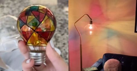 Stained Glass Lighting, Artistic Room, Colored Light Bulbs, Stained Glass Light, Pinterest Diy Crafts, Graphic Poster Art, Lightbulbs, Stained Glass Lamps, Stained Glass Diy