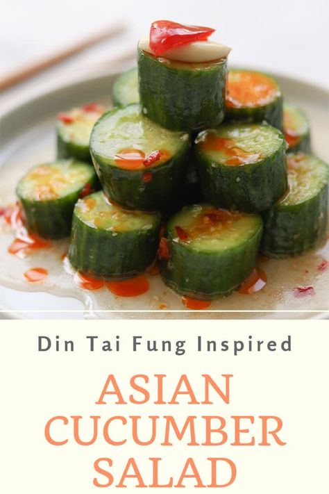 Dim Sum Cucumber Salad, Persian Cucumber Recipe, Din Tai Fung Cucumber Recipe, Sesame Oil Recipes, Garlic Vinegar, Asian Cucumber Salad, Din Tai Fung, Chinese Recipe, Yum Recipes