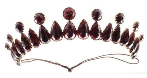 Antique Tiara (ca. 1900; pyrope garnets). Garnet Tiara, Antique Tiara, Ruby Circlet Crown, Garrard Tiara, Princess Tiaras, Romanov Crown Jewels, Tiara Necklace, Swedish Amethyst Tiara, January Baby