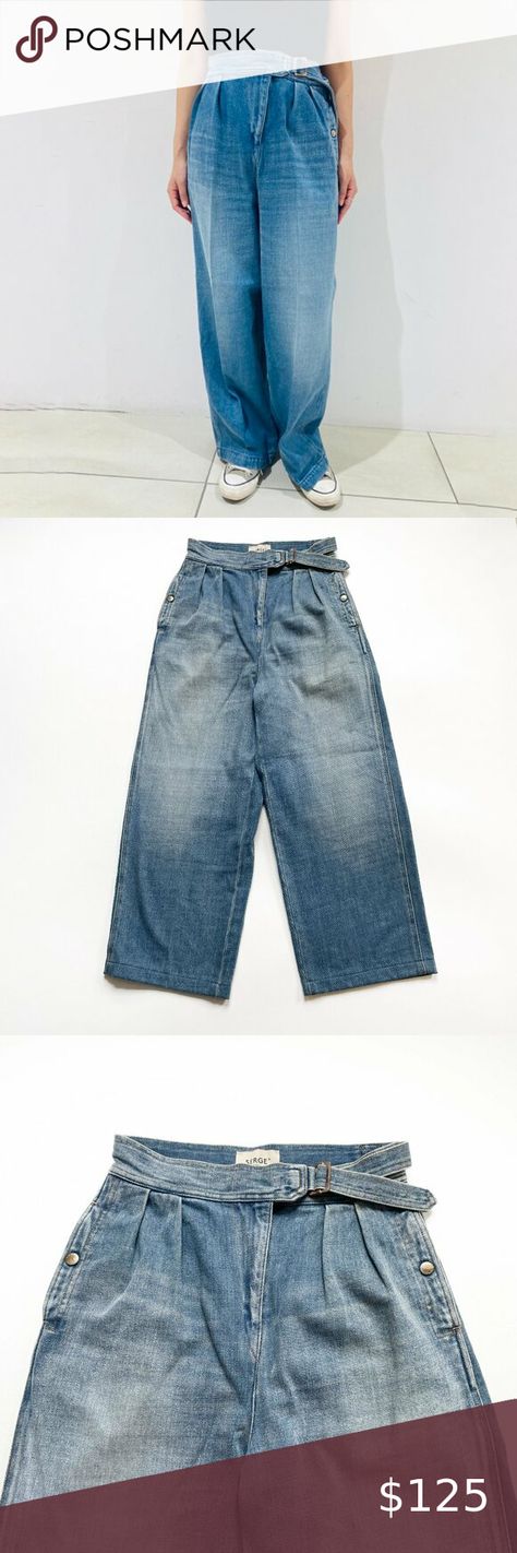 Serge De Bleu Gurkha Pants Vintage Blue Size Japan 36 US 6 8 Gurkha Pants, Japan Jeans, Military Pants, Pants Vintage, Color Vintage, Loose Waves, Adjustable Belt, Pin Tucks, Denim Pants