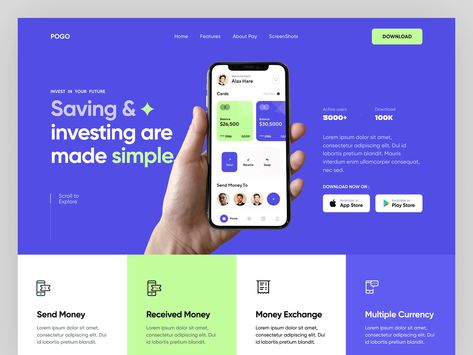 App Landing Page by MYO on Dribbble Banking Landing Page, Waitlist Landing Page, Designer Landing Page, Fintech Landing Page, App Landing Page Design, Cereals Packaging Design, Mobile App Landing Page, Landing Page Ui, App Design Layout