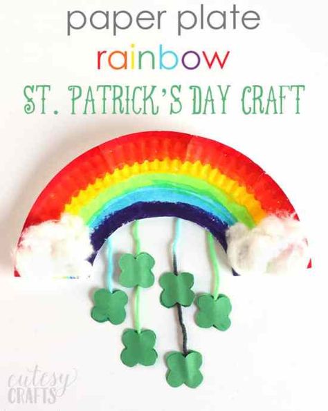 Paper Plate Rainbow, Sant Patrick, Mess Free Painting, Fete Saint Patrick, Rainbow Craft, March Crafts, St Patricks Crafts, St Patricks Day Crafts For Kids, St Patrick Day Activities