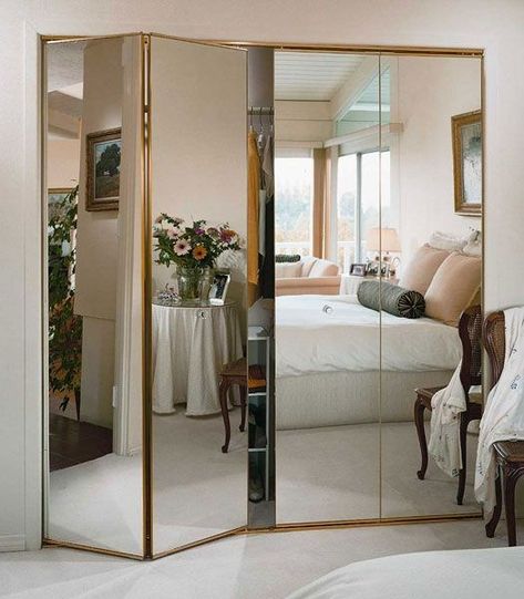 44 The Best Wardrobe Design Ideas that you Can Try ~ Matchness.com Mirrored Wardrobe Doors, Mirror Closet, Closet Mirror, Mirror Closet Doors, Bifold Closet Doors, Apartment Bedroom Decor, Closet Decor, Sliding Closet Doors, Closet Door