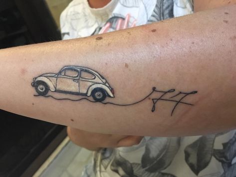 Herbie Tattoo, Vw Beetle Tattoo, Vw Bug Tattoo, Volkswagen Beetle Tattoo, Volkswagen Tattoo, Vw Beetle Tattoo Simple, Beetle Car Tattoo, Volkswagen Tattoo Ideas, Van Tattoo Volkswagen