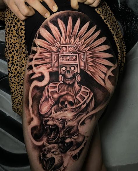 Michoacan Tattoo Ideas, Aztec Moon Tattoo, Aztec Skeleton, Mexican Tattoo Ideas For Men, Mariachi Tattoo, Aztec Eagle Tattoo, Mexican Skull Tattoos, Aztec Tattoos Sleeve, Underarm Tattoo