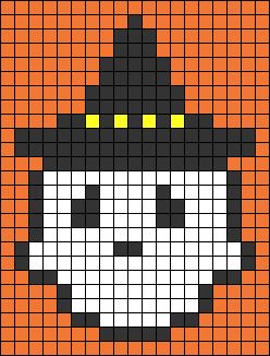 Cute Ghost Pixel Art, Easy Halloween Pixel Art, Halloween Kandi Patterns, Pixel Art Pattern Halloween, Alpha Patterns Halloween, 10x10 Pixel Art, Alpha Pattern Halloween, Halloween Pixel Art Grid, Autumn Pixel Art