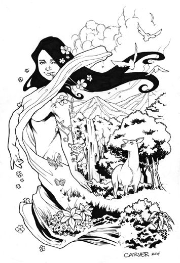 A commission piece. The client wanted a rendition of a character from Philippine myth--Maria Makiling. Maria Makiling, Star Template, 2025 Vision, The Client, Tattoos Ideas, A Character, Great Wave, Drawing Sketches, Easy Drawings