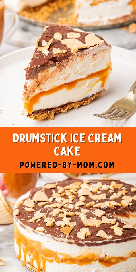 Drumstick Pie, Drumstick Cake, Drumstick Ice Cream, Ice Cream Pie Recipe, Easy Ice Cream Cake, Ice Cream Cone Cake, Icebox Cake Recipes, Cake Form, Ice Cream Cake Recipe