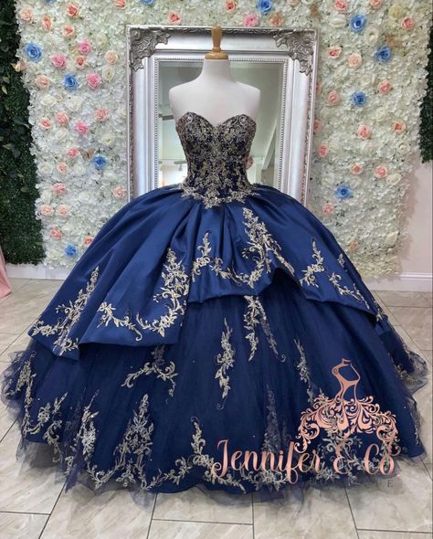 Navy Blue And Rose Gold Quinceanera Dresses, Royalty Blue Quinceanera Dresses, Quncie Dresses Dark Blue, Navy Blue Quinceanera Dresses Mexican, Dark Blue Sweet 16 Dress, Dark Blue Quinceanera Dresses With Silver, Royal Blue And Black Quinceanera Dresses, Metallic Blue Quince Dress, Navy Blue Sparkly Quince Dress