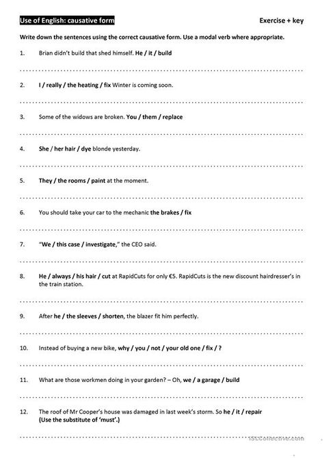 Causative form - 'have something done' - English ESL Worksheets Causative Form, Indirect Speech, Conversation Questions, Verb Worksheets, Speech Activities, Grammar Worksheets, Teaching Jobs, Esl Worksheets, Education College