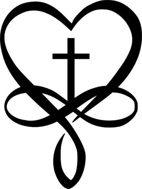 Heart And Cross Tattoo, Cross Heart Tattoos, Heart And Cross, Cross Drawing, Infinity Cross, Tattoos Infinity, Cross Symbol, Cross Heart, Heart Tattoo Designs