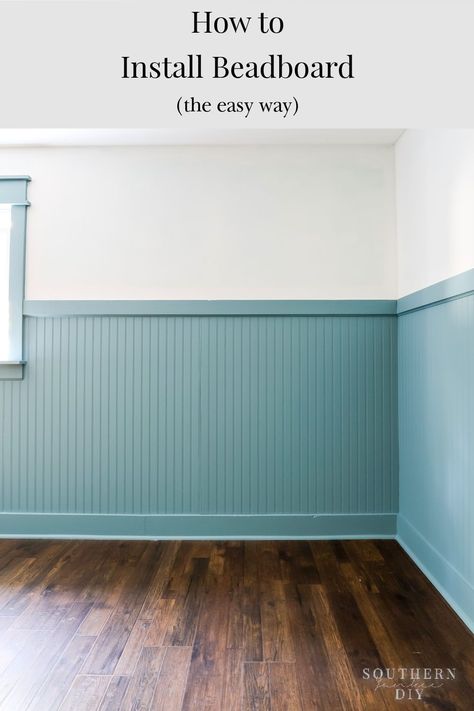 How to Install Beadboard the Easy Way Beadboard Installation Tips and Tricks, Install Beadboard Wainscoting in 5 Simple Steps #beadboard #wainscoting #accentwall #woodtrim #howtocutanoutlet #roommakeover #bluebeadboard #beadboardpaintcolors #bluepaintcolors Bead Board Board And Batten, How To Bead Board Wall, Wallpaper And Beadboard Bedroom, Beadboard In Kitchens, Diy Bathroom Beadboard, Beadboard Walls Playroom, How To Wainscoting, Beadboard Half Wall Basement, Beadboard Bathroom Diy