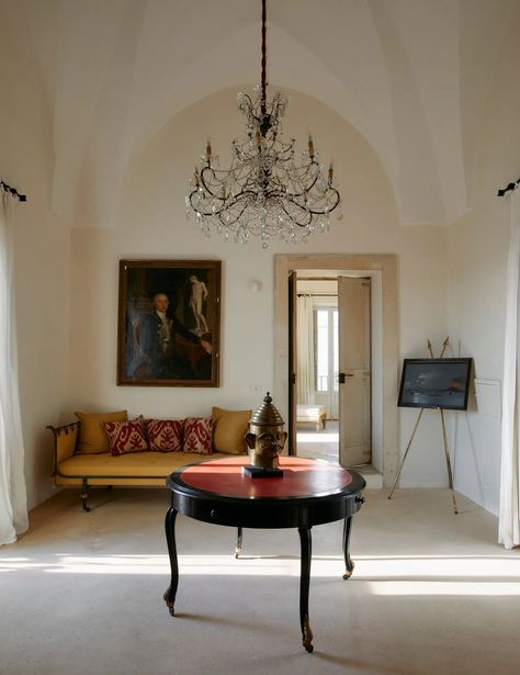 Jacopo Etro’s (Mostly) Unchanged Centuries-Old Home in Puglia, Italy - The New York Times Old Italian House, Italian Villa Interior, Library Living Room, Country Manor, Painted Cupboards, Italian House, Italian Interior Design, Italian Interior, Italian Home