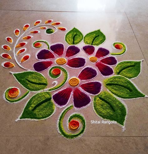 Trending Rangoli Design, Latest Pongal Rangoli Designs, Beautiful Rangoli Designs Latest, Madras City, Pongal Rangoli Design, Rangoli Beautiful, Simple Flower Rangoli, Flowers Rangoli, Designs Rangoli