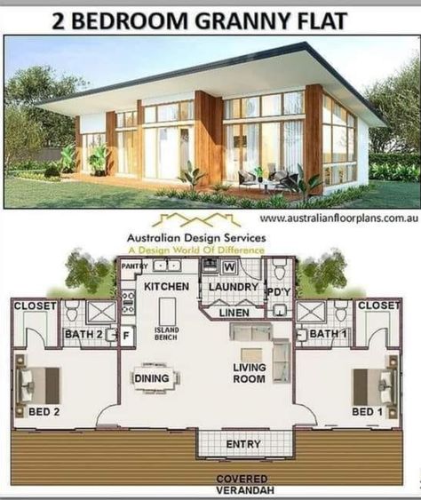 Beach House Floor Plans, Tiny Home Office, Small House Interior, 2 Bedroom House Plans, Small House Interior Design, Beach Haven, Tiny House Kitchen, 2 Bedroom House, Plans Modern