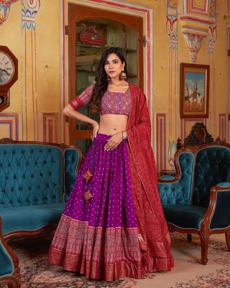 *��🌷Lehenga Choli🌷* The timeless bandhani print chaniya choli showcases intricate ajrakh print and foil lacework, combining elegance and tradition in a stunning ensemble for Function !! *Catalogue : DIA AUR BAATI* *LNB1686BLK* *LNB1686PRL* *Lehenga(Stitched)* Lehenga Fabric : Dola Silk Lehenga Work : Bandhani And Ajarakh Print With Foil Work Lehenga Waist : SUPPORTED UP TO 42 Lehenga Closer : Drawstring With Heavy Tassels and Zip Stitching : Stitched With Canvas and attached with Can Can... Bridesmaid Indian Outfits, Bridesmaids Indian, Indian Wedding Lehengas, Bridesmaid Indian, Elegant Lehenga, Ghaghra Choli, Bandhani Print, Lehenga Choli For Women, Choli For Women