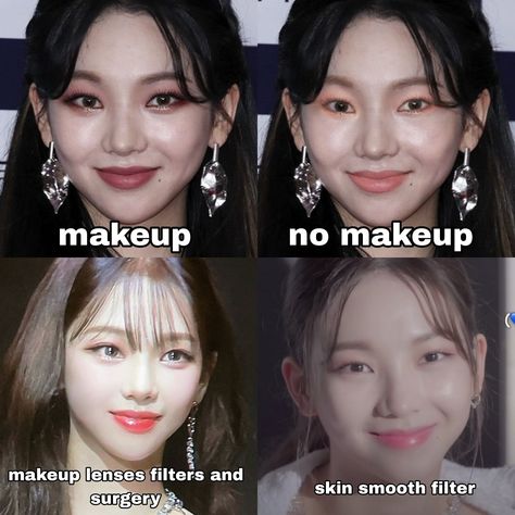 kpop plastic surgery, filters, lenses and makeup to enhance visual Kpop Idols Plastic Surgery Before And After, Kpop Idols Before And After Surgery, Karina Visual, Bad Hair Extensions, Kpop Plastic Surgery, Visual Analysis, Best Pose For Photoshoot, Pink Kpop, Aespa Karina