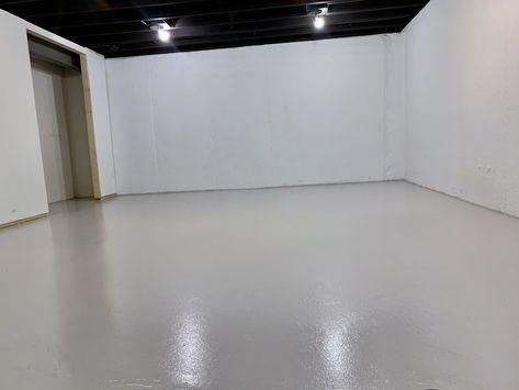 How to Paint Concrete Basement Floors Using Epoxyshield - Building Bluebird Epoxy Basement Floor Colors, Concrete Paint Colors, Painting Concrete Walls, How To Paint Concrete, Painting Basement Floors, Gray Basement, Concrete Basement Floors, Basement Floors, Concrete Basement