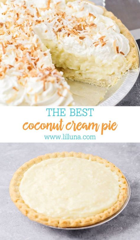 The Best Coconut Cream Pie, Coconut Creme Pie, Pie Coconut, Coconut Cream Pie Easy, Best Coconut Cream Pie, Coconut Pie Recipe, Coconut Cream Pie Recipes, Dessert Oreo, Coconut Custard Pie