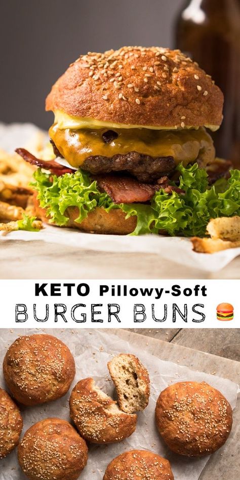 Gluten Free, Paleo & Keto Burger Buns #keto #ketorecipes #lowcarb #glutenfree #paleo #burger #buns #bread Keto Burger Buns, Paleo Burger, Burger Buns Recipe, Keto Bread Recipe, Keto Buns, No Bread Diet, Keto Burger, Best Keto Bread, Low Carb Low Fat Recipes