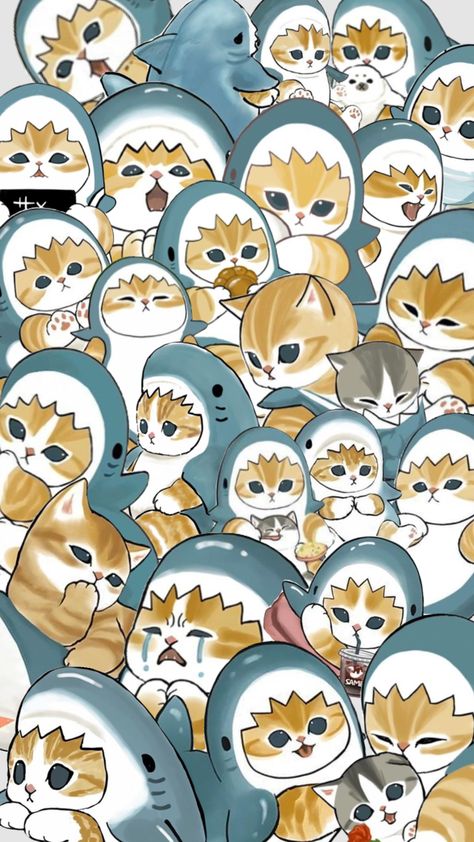 #mofusand Iphone Tutorial, August Wallpaper, Poster Room, Japanese Aesthetic, Retro Wallpaper, Kawaii Wallpaper, Beautiful Creatures, Cartoon Wallpaper, Cat Art