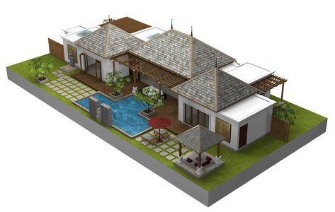 Indonesian House, Beach Style House Plans, Resort Design Plan, Bali Architecture, Bali Style Home, Modern Tropical House, Tropical House Design, Casa Clean, Bali House