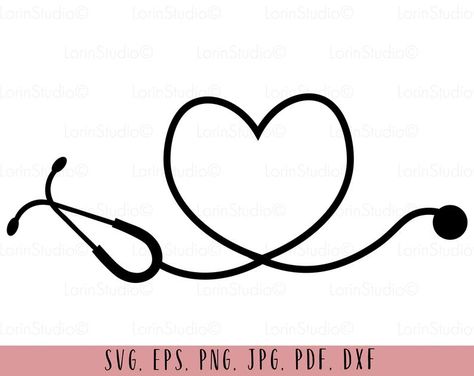 Stethoscope Decal, Medical Svg, Diy Vinyl Projects, Stethoscope Svg, Valentine Svg Files, Decal Svg, Ultrasound Tech, Drawing Ideas List, Nurse Shirts