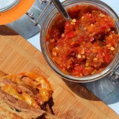 Sweet and Spicy Pepper Relish - Allrecipes.com Banana Pepper Relish Recipe, Pepper Onion Relish, Hot Pepper Relish, Sweet Banana Peppers, Zucchini Relish, Pepper Relish, Grilled Cheese Sandwiches, Relish Recipes, Onion Relish