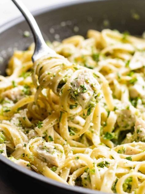 Broccoli Chicken Alfredo - Girl Gone Gourmet Chicken Spaghetti With Broccoli, Brocoli Pasta Ideas, Chicken Broccoli Alfredo Recipe, Spaghetti With Broccoli, Parmesan Fettuccine, Fettuccine Chicken, Chicken Broccoli Alfredo Pasta, Easy Fettuccine, Broccoli Alfredo Pasta