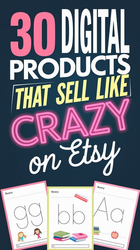 Thinking of starting an Etsy business? Check out this list of 30 digital products to sell that are proven to generate income. Learn how to leverage Etsy SEO and get tips for creating digital products that sell. Whether you're new to Etsy or a seasoned seller, these ideas will help you make money on Etsy today! How To Sell Wholesale Products, Selling Planners On Etsy, Top Digital Products To Sell, Best Selling Digital Products On Etsy, Popular Digital Products, Digital Items To Sell On Etsy, Best Digital Products To Sell, Digital Downloads To Sell On Etsy, Digital Products To Sell On Etsy