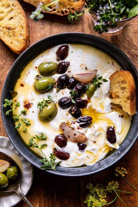 Arabisk Mad, Cheese And Bread, Roasted Olives, Half Baked Harvest Recipes, Baked Feta, Feta Dip, Whipped Feta, Harvest Recipes, Half Baked