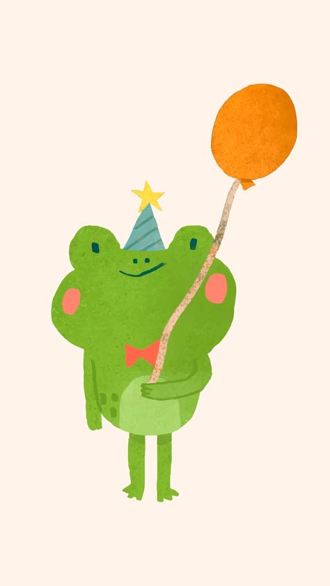 Happy Birthday Illustration, Happy Birthday Coloring Pages, Frog Wallpaper, Frog Illustration, Doodle Frame, Birthday Cartoon, Birthday Coloring Pages, Cute Happy Birthday, Birthday Illustration