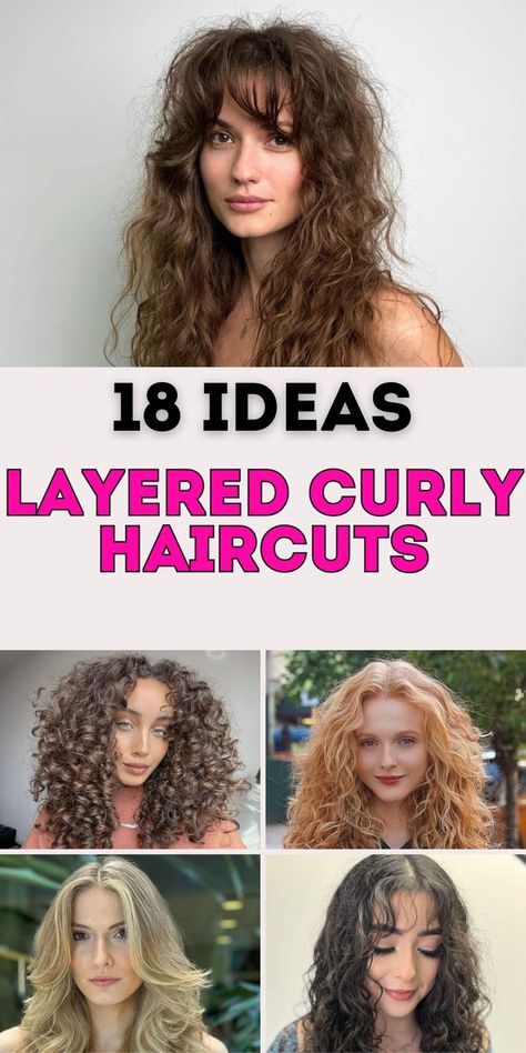 Discover 18 layered curly haircuts for 2025 designed to celebrate natural curls. From short styles for easy maintenance to long, voluminous looks, these cuts cater to all curl patterns. Medium-length options with curtain bangs or side parts add a modern flair, while 2b and 3b curls shine with added texture. Perfect for round faces or shoulder-length blonde hair, these ideas inspire confidence and effortless style. Long Curly Haircuts Round Face, Layers For Medium Length Hair Wavy Curly, Face Framing Layer For Curly Hair, Haircuts For Fine Curly Hair Medium, Curly Hair Face Framing Layers Shoulder Length, Curly Hair Haircuts Women, Shoulder Length Curly Haircuts Natural Curls, Curly Haircuts For Round Face, Round Face Haircuts Curly Hair