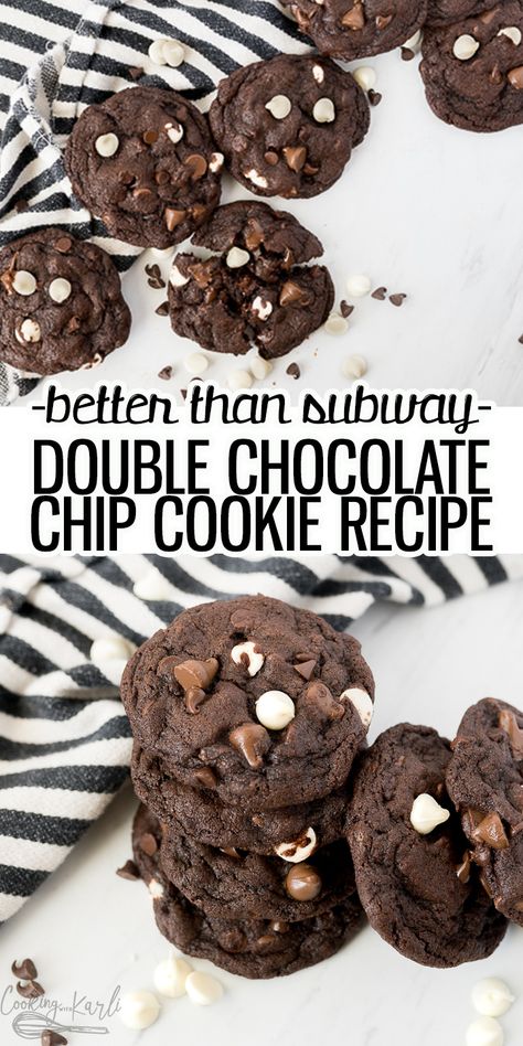 Chocolate Chip Potato Chip Cookies Pioneer Woman, Chewy Double Chocolate Chip Cookies, Soft And Chewy Cookies, Outrageous Desserts, Double Chocolate Chip Cookie Recipe, Triple Chocolate Chip Cookies, Cooking With Karli, Soft Cookies, Stuffed Cookies