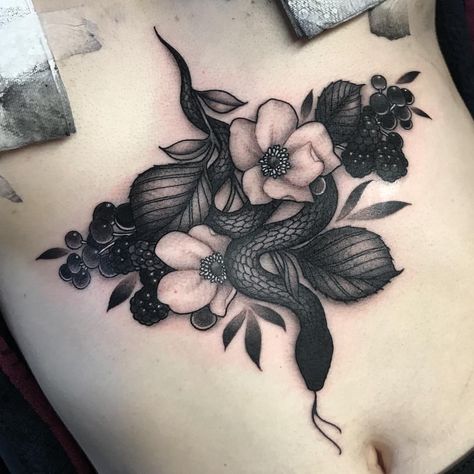 Sternum Tattoo Female, Creepy Tattoos Gothic, Gothic Sternum Tattoo, Slytherin Tattoo, Tattoos Gothic, Flower Tattoo On Ribs, Sternum Tattoo Design, Cover Up Tattoos For Women, Cage Tattoos