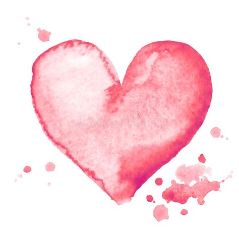 Watercolor hand-painting pink heart shape on white background. Eps8. RGB. Global colors stock illustration Hearts Watercolor Art, Watercolor Hearts Painting, Watercolor Hearts Valentines Day, Heart Watercolor Painting, Watercolour Heart, Diy Watercolor Cards, Colors Illustration, Heart Watercolor, Valentines Watercolor