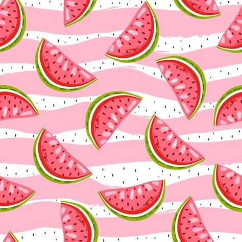 Cute Wallpapers Watermelon, Watermelon Background Wallpapers, Summer Pattern Design, Seamless Digital Paper, Watermelon Background, Watermelon Pattern Design, Ramadan Collection, Stripes Background, Fruit Repeat Pattern