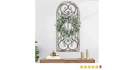 Arch Wall Decor, Rustic Window Frame, Arched Wall Decor, Frame Panel, Arizona House, Iron Windows, Arch Wall, Rustic Window, Country Wall Decor