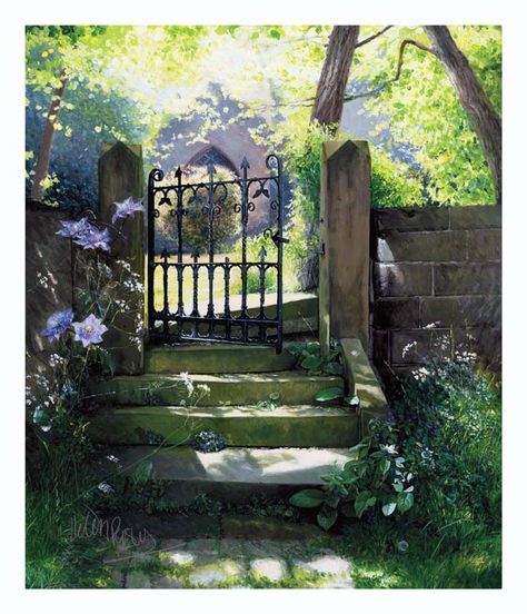 Church Gate Titled; Butterfly Boudoir #Professional #Art #painting #artisit #vintage #photography #nature #gate #church #beautiful July Challenge, Pizza Art, Heaven's Gate, Door Images, Background Drawing, Open Door, Professional Art, Jolie Photo, Nature Landscape