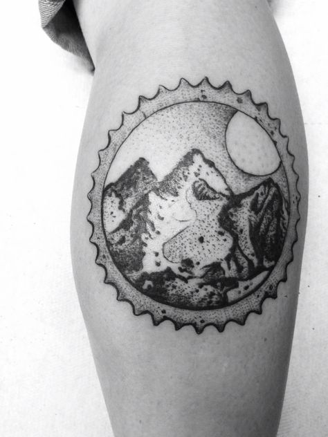 Swiss alps biking calf tattoo Swiss Tattoo, Calf Leg, Calf Tattoo, Mountain Tattoo, Sun Tattoo, French Alps, Swiss Alps, Travel Journal, Skull Tattoo