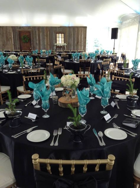 Teal Black And Gold Party Decorations, Black And Teal Wedding Decorations, Teal Black And Silver Party Decorations, Teal And Black Birthday Party Ideas, Teal Aura, Highlights For Blonde Hair, Degree Party, Teal And Grey Wedding, Tiffany Birthday Party