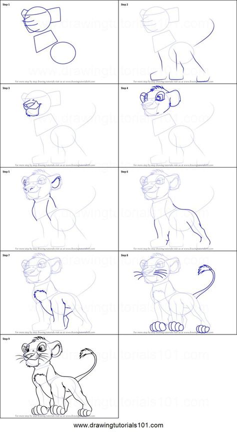 Lips Drawing Step By Step, How To Draw Simba, Lion King Printable, Cartoon Lips, Disney Character Sketches, Disney Drawing Tutorial, King Drawing, Baby Simba, Disney Character Drawings