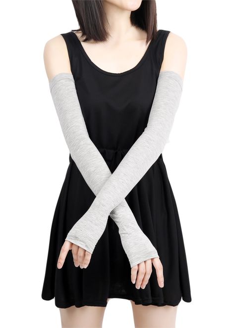 Women Stretchy Long Sleeve Fingerless Gloves (Grey) at Amazon Women’s Clothing store: Glove Liners Hand Gloves Outfit, Long Hand Gloves, Fingerless Gloves Outfit, Gloves Outfit, Cold Weather Gloves, Style Steal, Long Gloves, Dress Gloves, Amazon Women