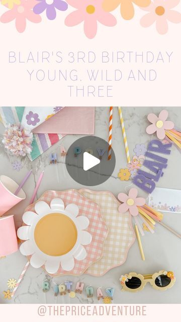 Young Wild And Three Birthday Cake, Daisy Plates, Gingham Plates, Wild And Three Birthday Party, Candles Target, Three Birthday Party, Young Wild And Three Cake, Target Party, Dzimšanas Diena