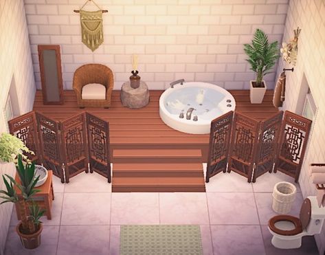 Animal Crossing Washroom, Animal Crossing Bathroom Ideas, Animal Crossing Bathroom, Genshin Teapot, Acnh Interior, Acnh House, Cottagecore Animal Crossing, Ideas Animal Crossing, Ac Codes