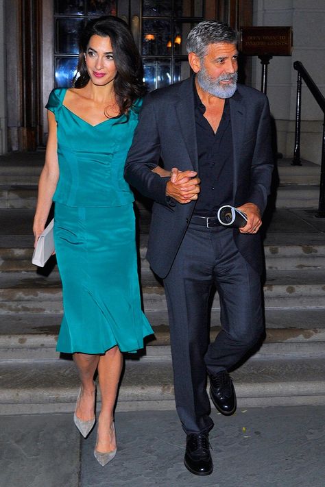 Amal Clooney Style: Her Best Fashion Looks Ever | Glamour UK George Clooney Style, Amal Alamuddin Style, George Clooney Amal Alamuddin, Post Baby Fashion, Amal Clooney Style, 44th Birthday, Wedding Dr, Elegant Cocktail Dress, Pregnancy Style