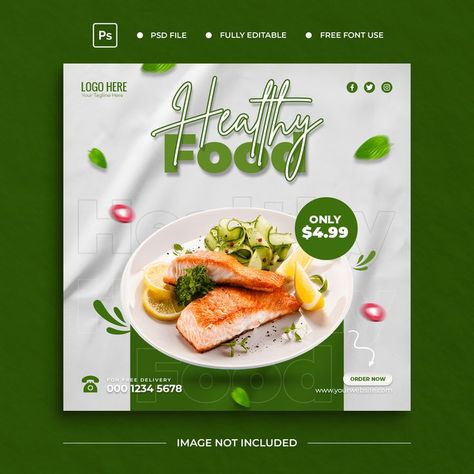 Resturant Menu, Healthy Food Recipe, Teaching Graphic Design, Food Promotion, Banner Design Inspiration, Social Media Advertising Design, Food Banner, Logo Design Video, Food Menu Design