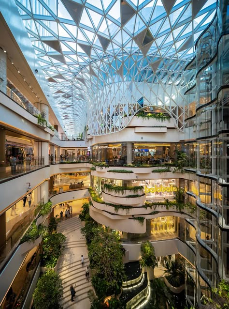 Shopping Center Architecture, Shopping Mall Interior, Shopping Mall Design, Atrium Design, Architecture Blueprints, Retail Space Design, Office Building Architecture, Plans Architecture, Mall Design